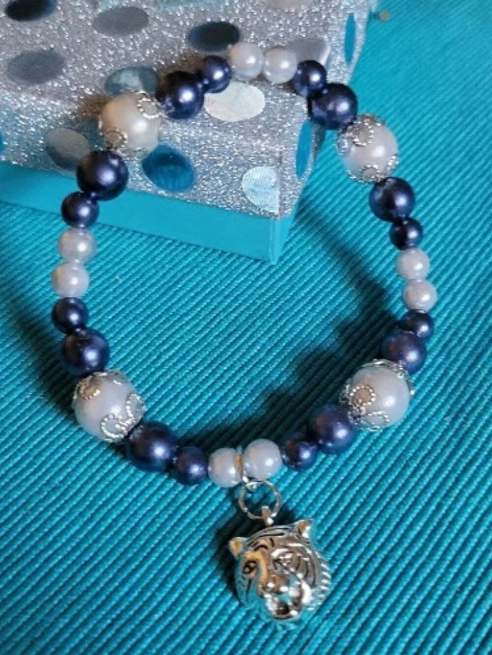 Dark Blue Bead Bracelets with Charms